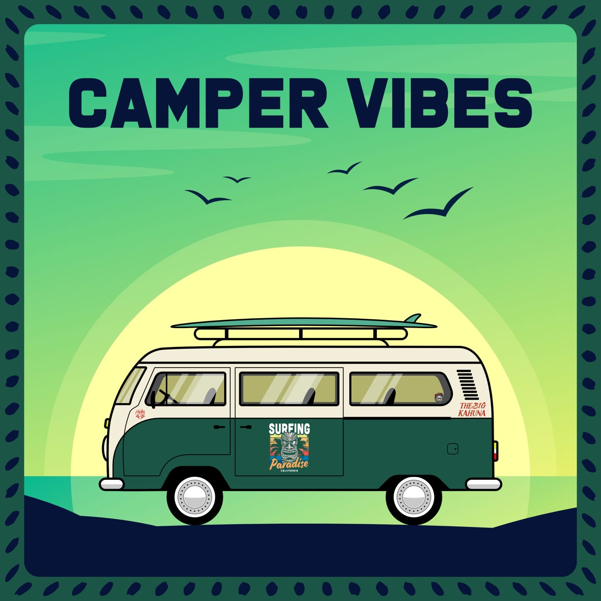 Camper Vibes Van Logo with Background Design